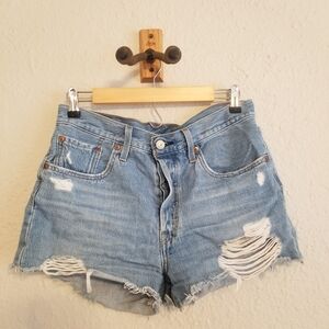 Levis 501 ripped denim low waisted urban outfitters shorts